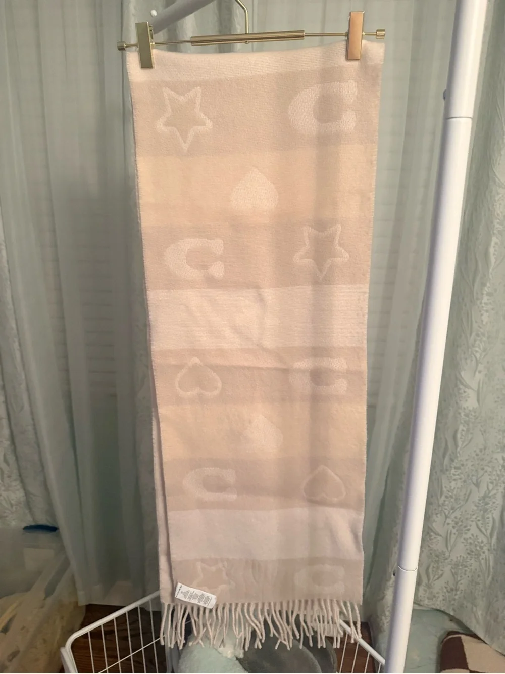 Coach signature wool scarf -OS Tan/Light Beige and cream